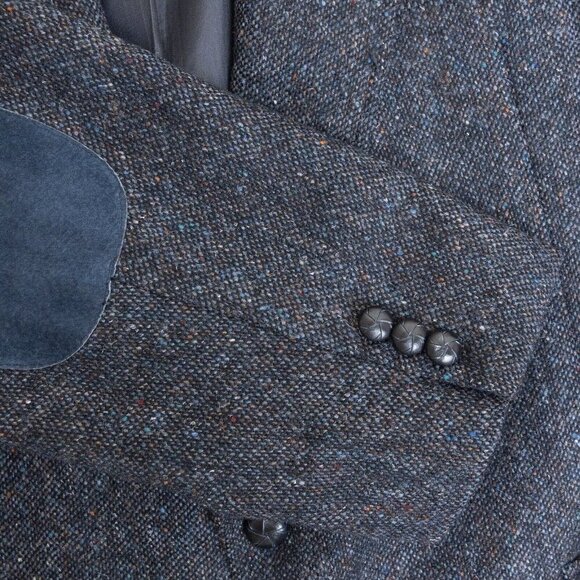 Vintage Tweed Sport Coat Wool Blazer Jacket Elbow Patches England 48 L Moores - Picture 13 of 16